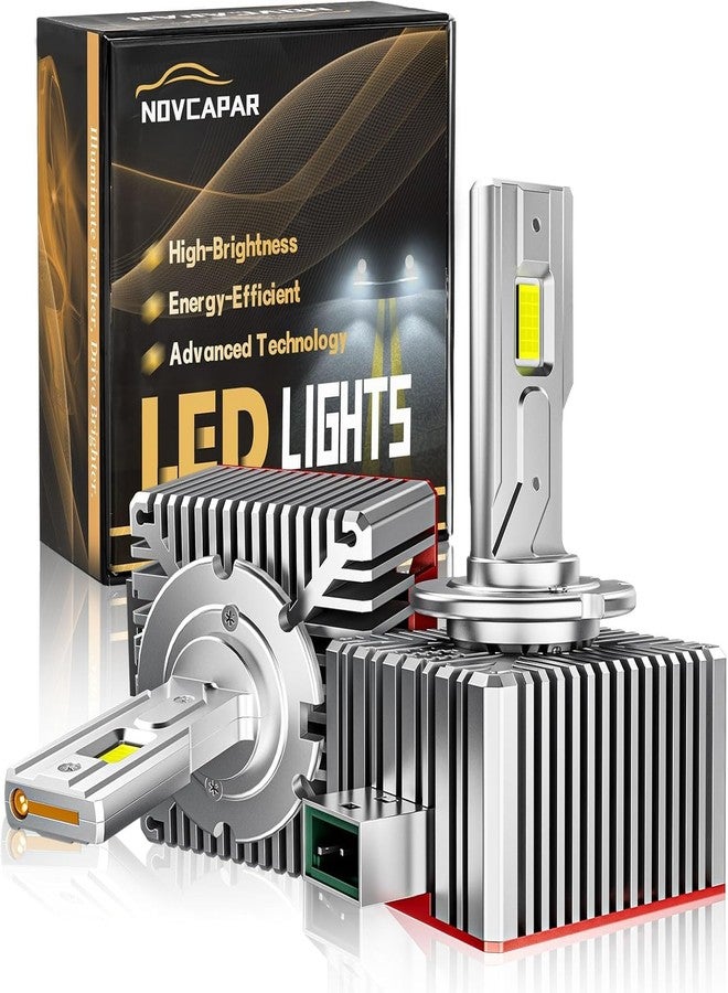 NOVCAPAR D3S D3R LED Bulb,24000LM +600% Brightness,6500K Cool White,Plug and Play,D3S LED Bulbs Canbus Error Free,Fog Light Bulbs,Pack of 2 - Image 1